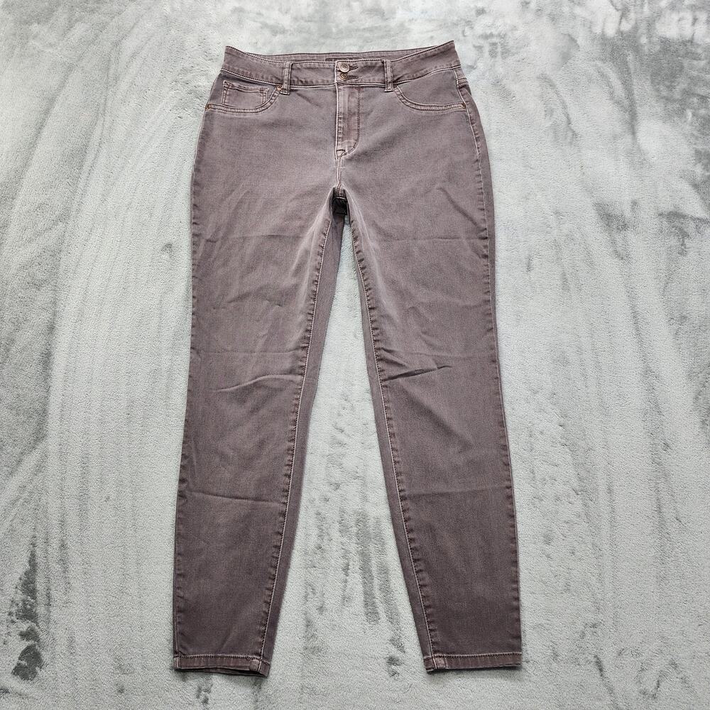 Maurices Jeans Womens M SHORT Gray High Rise Double Button Jegging Stretch Denim